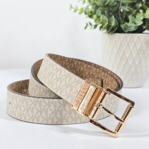 NWT MICHAEL Michael Kors Reversible Belt Vanilla Cream L